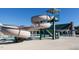 Large double-spiral waterslide at community pool at 15 Brandon Pines Ct, Pittsboro, NC 27312