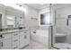 Elegant bathroom with double vanity, soaking tub, and walk-in shower at 45 S Harper Faith Way, Benson, NC 27504