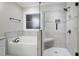 Bathroom with soaking tub and walk-in shower, featuring modern tile at 45 S Harper Faith Way, Benson, NC 27504