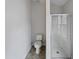 Bathroom with toilet and glass shower at 6849 Coventry Ridge Rd, Raleigh, NC 27616