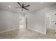 Well-lit bedroom with carpet and ceiling fan at 621 Bon Air Ave, Durham, NC 27704