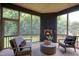 Relaxing screened porch with fireplace and comfortable seating at 1565 Bowers Store Rd, Siler City, NC 27344