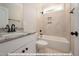 Bathroom with granite vanity, bathtub and tiled shower at 3806 River Mill Ln, Franklinton, NC 27525