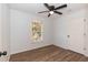 Bedroom with hardwood floors and a ceiling fan at 4901 Harwood Ct, Durham, NC 27713