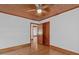 Bright bedroom with hardwood floors and wood ceiling at 435 Tant Rd, Zebulon, NC 27597