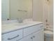 Clean bathroom with single vanity and bathtub at 6045 Scalybark Road, Durham, NC 27712