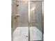 Updated bathroom featuring a shower/tub combo at 5356 Cypress Ln, Raleigh, NC 27609
