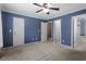 Large bedroom with multiple entry points and ceiling fan at 2633 Vega Ct, Raleigh, NC 27614