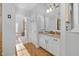 Bathroom with granite countertop vanity and tile floor at 3007 Olde Weatherstone Way, Cary, NC 27513