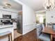 Kitchen and dining area view with hardwood floors at 3736 Jamestown Cir, Raleigh, NC 27609