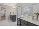 Primary bathroom with double vanity and a large shower at 34 Macy Cir, Wendell, NC 27591
