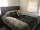 Bedroom with gray bedding and dark-wood headboard at 308 E East End Ave, Durham, NC 27703