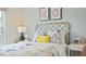 Bedroom with bed, desk, and window overlooking trees at 316 Leven Dr, Gibsonville, NC 27249