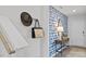 Stylish entryway with blue accent wall and modern console table at 316 Leven Dr, Gibsonville, NC 27249