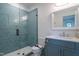 Modern bathroom with geometric tile and glass shower at 013 Bartley Holleman Rd # 13, New Hill, NC 27562