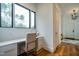 Bright entryway with built-in desk and hardwood floors at 013 Bartley Holleman Rd # 13, New Hill, NC 27562