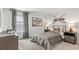 Cozy bedroom with plaid bedding and hockey decor at 1915 Puffin Dr # 198, Haw River, NC 27258