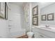 Clean bathroom with shower/tub combo and modern vanity at 1915 Puffin Dr # 198, Haw River, NC 27258