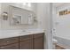 Guest bathroom with single vanity and bathtub at 4321 S Greg Allen Way, Oxford, NC 27565