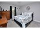 Bedroom with dresser and Paris themed bedding at 30 Willow Bend Dr, Youngsville, NC 27596