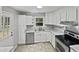 Updated kitchen with stainless steel appliances and white cabinets at 1526 Clermont Rd, Durham, NC 27713