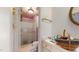 Small bathroom with shower and vanity at 3158 Morningside Dr, Raleigh, NC 27607
