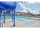 Resort-style pool with a water slide and a deck at 140 Norwell Ln, Pittsboro, NC 27312