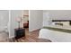Main bedroom with a comfortable queen bed and access to a private bathroom at 3329 Coachmans Way, Durham, NC 27705