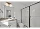 Bathroom with granite vanity, shower, and toilet at 110 Bywater Way, Chapel Hill, NC 27516