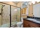 Bathroom with shower, toilet and granite countertop at 110 Bywater Way, Chapel Hill, NC 27516