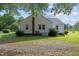 Rear view of the house showing brick chimney and AC unit at 9847 Snow Camp Rd, Snow Camp, NC 27349