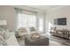 Inviting living room with white sofa, striped armchairs, and natural light at 161 Deodora Ln, Cameron, NC 28326