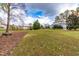 Large backyard with lawn and fall leaves at 204 Harvest Ln, Pittsboro, NC 27312