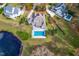 Luxury home and pool with pond and surrounding houses at 204 Harvest Ln, Pittsboro, NC 27312