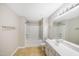 Clean bathroom with bathtub, vanity, and tiled floor at 254 Linden Park Ln Ln, Cary, NC 27519