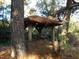Brick well with thatched roof, surrounded by trees at 6349 Elevation Rd, Benson, NC 27504