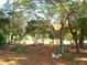 Wooded backyard with mature trees and garden area at 6349 Elevation Rd, Benson, NC 27504