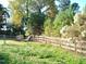 Large backyard area with chain link fence and lush greenery at 6383 Elevation Rd, Benson, NC 27504