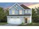Two story light gray house with white garage doors at 2896 Huxley Way, Apex, NC 27502