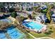 Aerial view of community pool and tennis courts at 142 Brentfield Loop, Morrisville, NC 27560