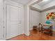 Entryway with hardwood floors and access to an office at 222 Glenwood # 602, Raleigh, NC 27603