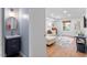 Small powder room with a vanity and a modern mirror at 3738 Yorktown Pl, Raleigh, NC 27609
