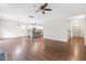 Spacious living room with hardwood floors and ceiling fan at 252 E Webber Ln, Clayton, NC 27527