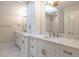 Elegant bathroom with double vanity, marble countertops, and a large shower at 1117 Silver Oaks Ct, Raleigh, NC 27614