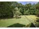 Spacious backyard with a large lawn and mature trees at 1153 Four Wheel Dr, Wake Forest, NC 27587