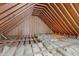 Unfinished attic space with exposed rafters and insulation at 96 Abram Ct, Broadway, NC 27505
