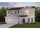 Two-story house with gray siding, brown roof, and a two-car garage at 124 Ferry Ct, Rocky Mount, NC 27804