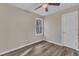 Bedroom with a window, closet, and ceiling fan at 1518 Parks Village Rd, Zebulon, NC 27597