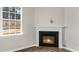 Close-up view of a modern gas fireplace at 425 Ashley Run, Sanford, NC 27330