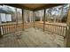 Wooden porch overlooking a wooded backyard at 75 Arbor Dr, Youngsville, NC 27596